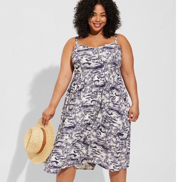Torrid Dresses & Skirts - Torrid women's 4X midi lenny sweetheart dress in beachy print fully lined EUC